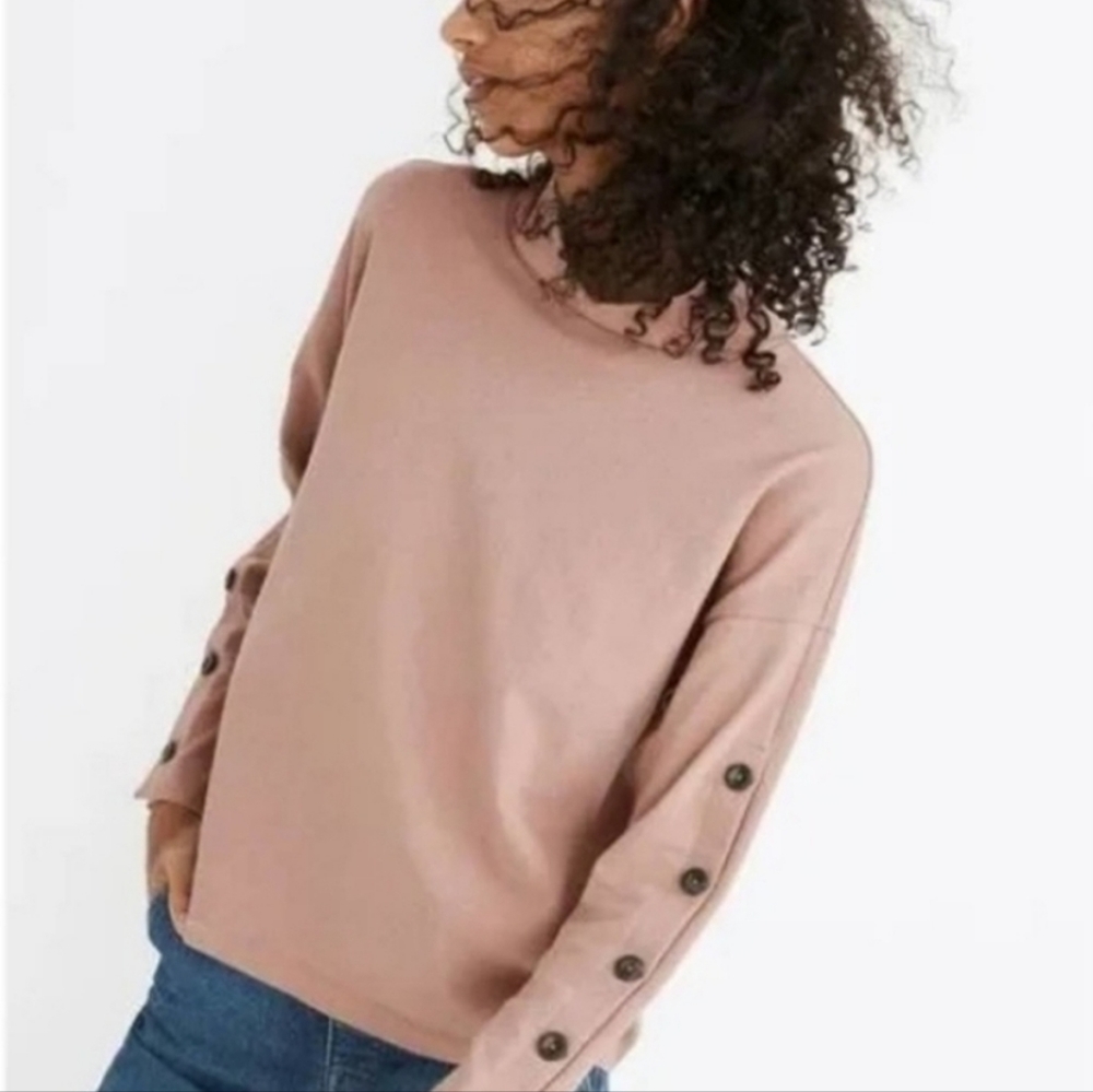 Madewell | Button Sleeve Turtleneck in Mauve size Medium